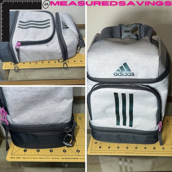 Adidas [NWT] Excel 2 Unisex Insulated Grey Lunch Bag - Clip to Backpack - Picture 11 of 11